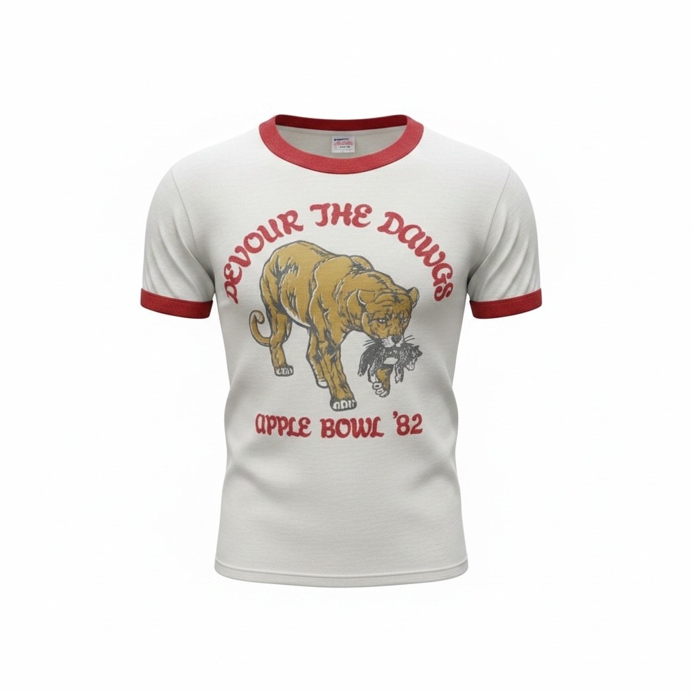 Vintage 1982 WSU Cougars Apple Cup Ringer Shirt Devour the Dawgs Single Stitch